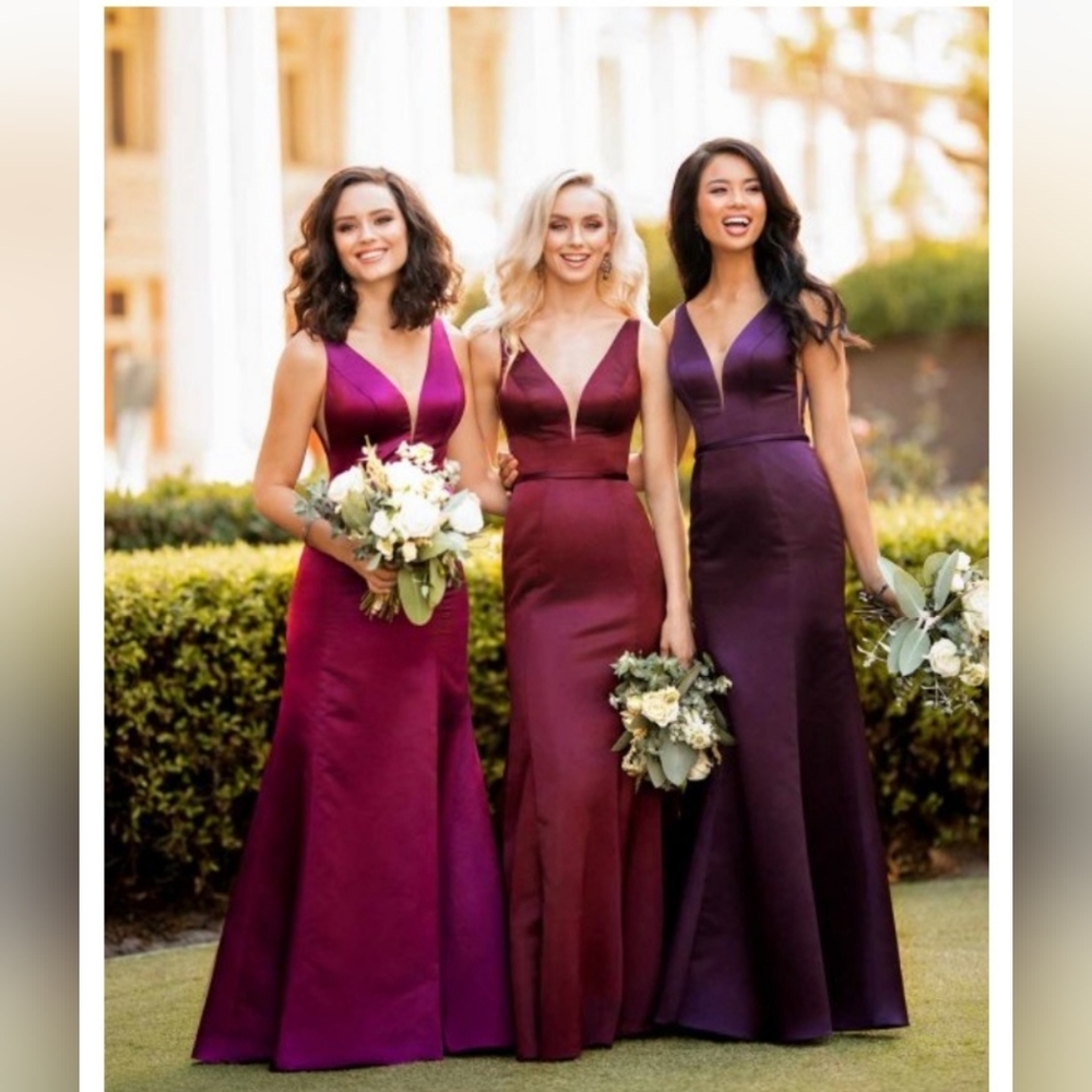 Sorella Vita Satin Plunging Bridesmaid Dress